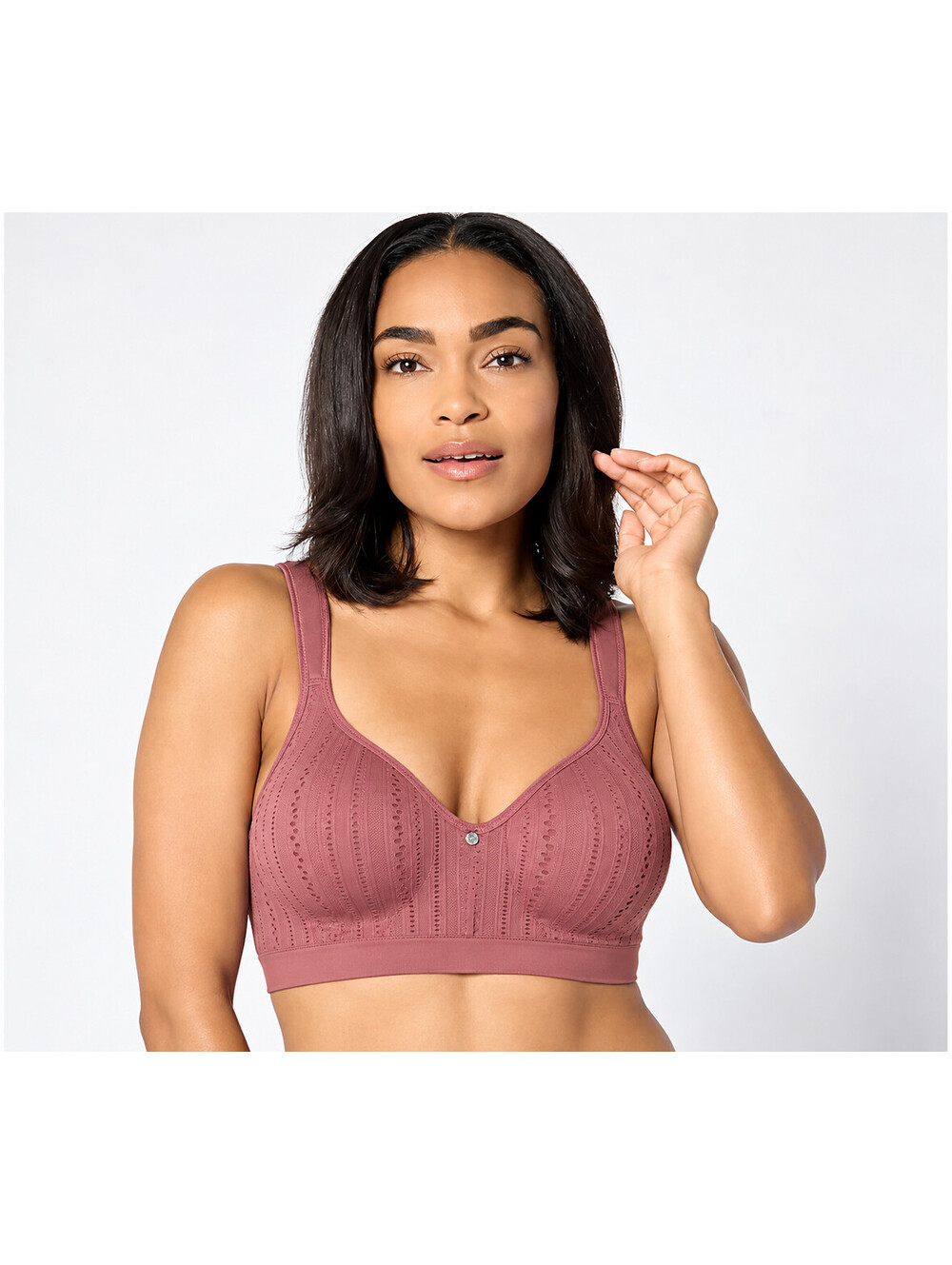 Breezies Stretch Seamless Pointelle Underwire T-Shirt Bra Adobe Rose, Size 36D